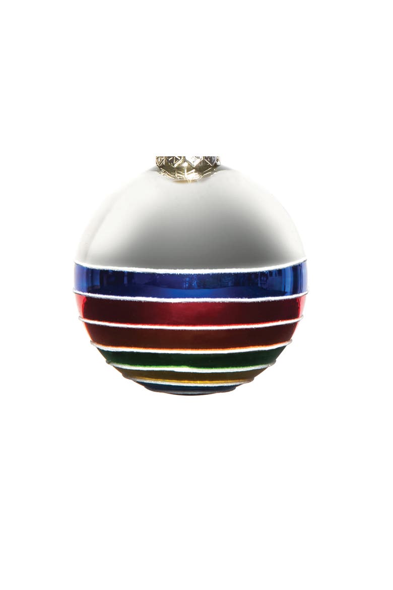Multi Color Glass Ball Ornament, Alternate, color, White