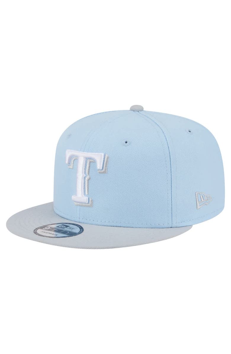New Era Man's New Era Light Blue/Gray Texas Rangers 2-Tone Color Pack 9FIFTY Snapback Hat, Main, color,