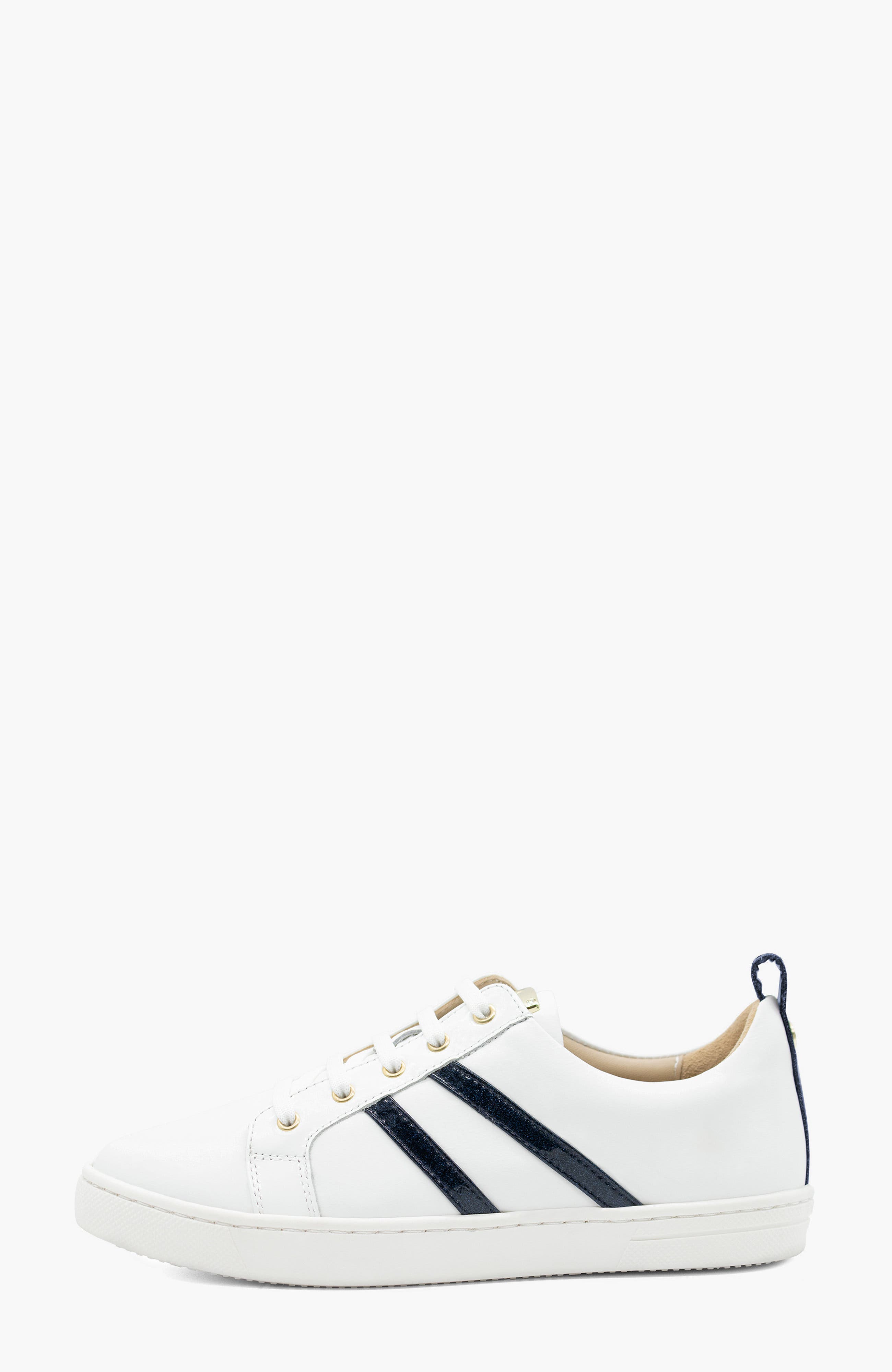 Gloss Leather Sneakers, Alternate, color, White / Navy