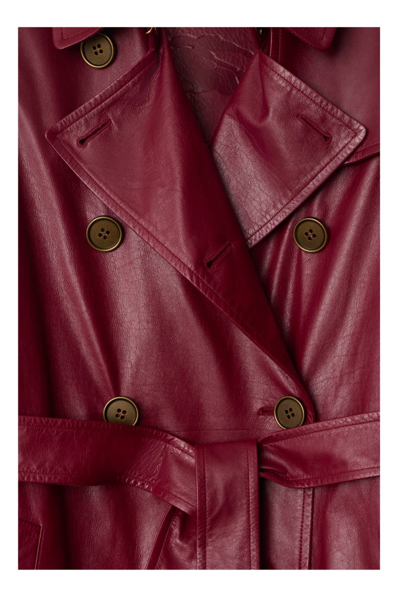 Mid-length Leather Kensington Trench Coat, Alternate, color, Ripple red