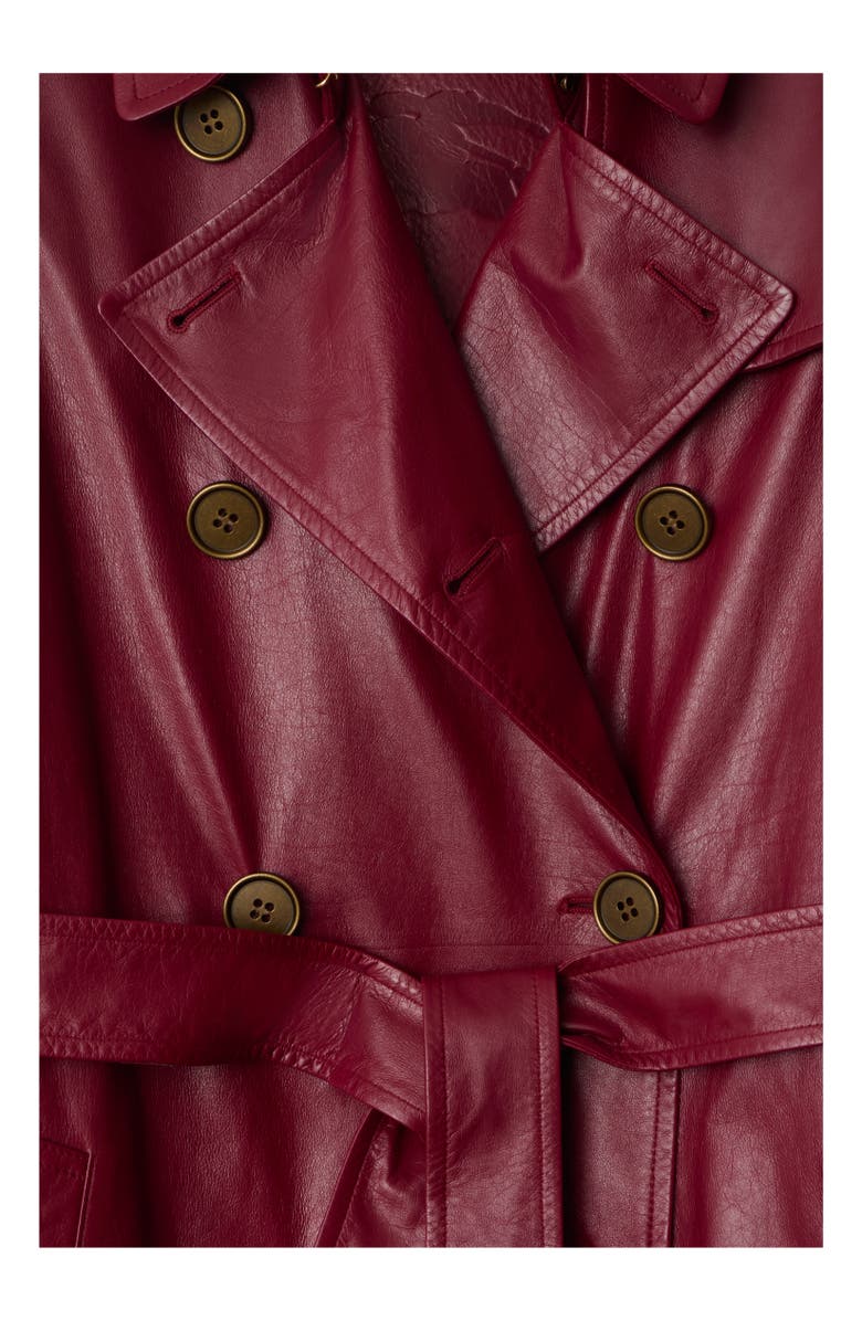 Burberry Mid-length Leather Kensington Trench Coat, Alternate, color, Ripple