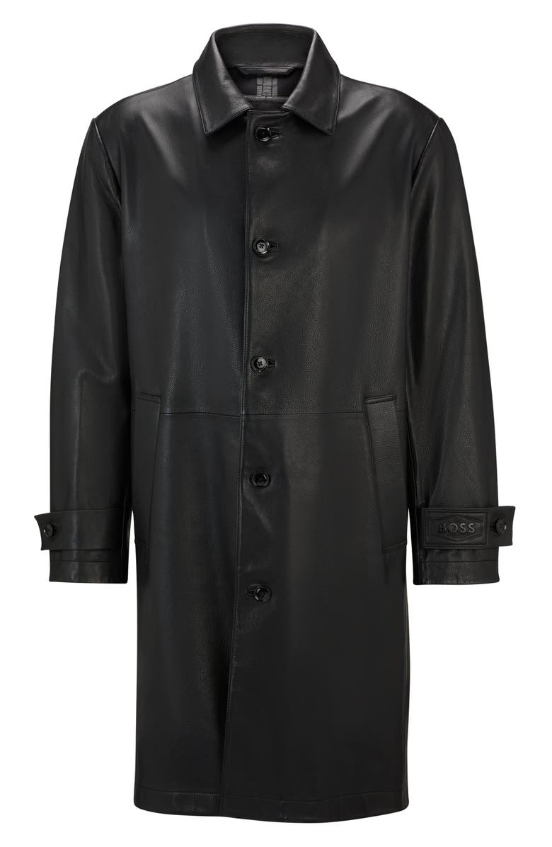 BOSS Malfred Leather Overcoat, Alternate, color, 