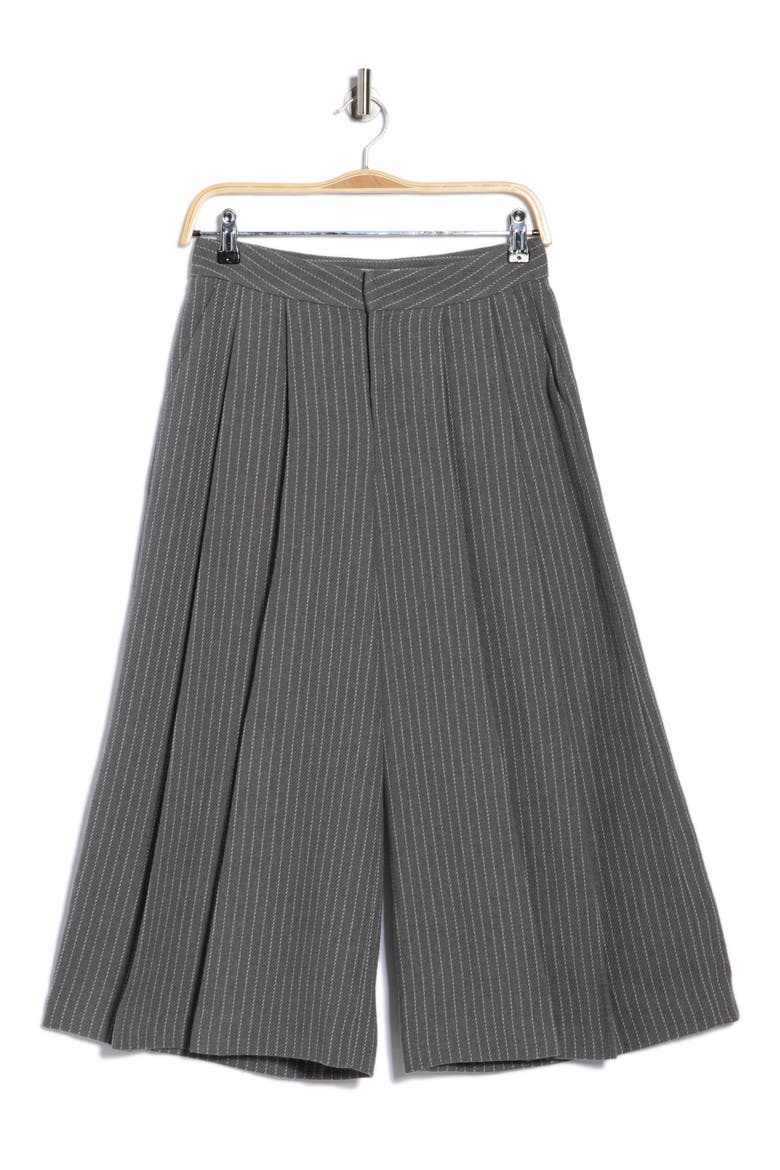 Mahalia Pinstripe Wide Leg Culotte Pants, Alternate, color, GREY/ IVORY PINSTRIPE
