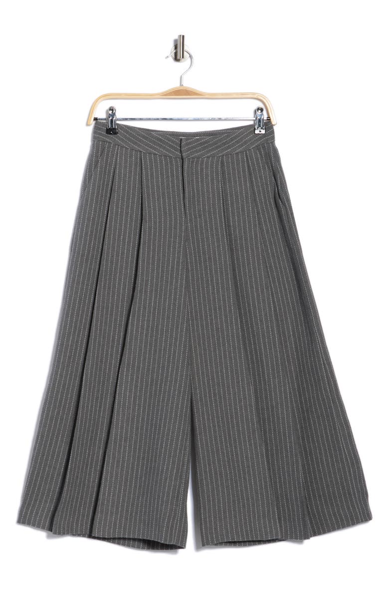 L'AGENCE Mahalia Pinstripe Wide Leg Culotte Pants, Alternate, color, Grey/ Ivory Pinstripe
