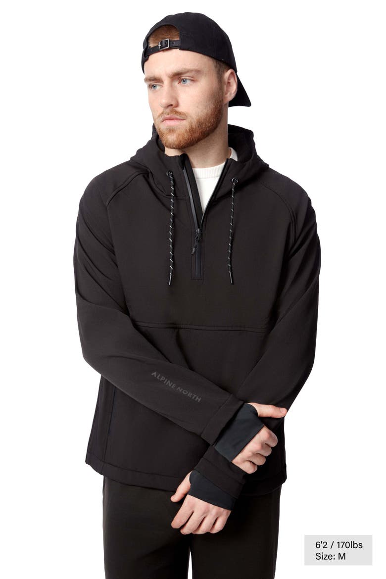 Vargas - Men's Water-repellant Hooded Pullover Softshell, Alternate, color, BLACK