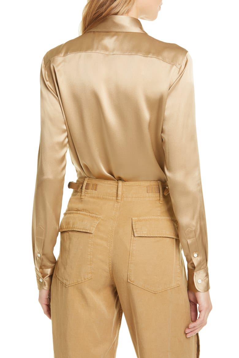 Silk Charmeuse Blouse, Alternate, color, MONTANA KHAKI