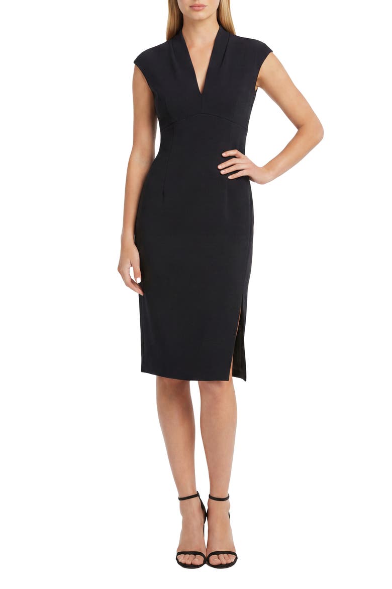 Cap Sleeve Empire Waist Midi Dress, Main, color, BLACK
