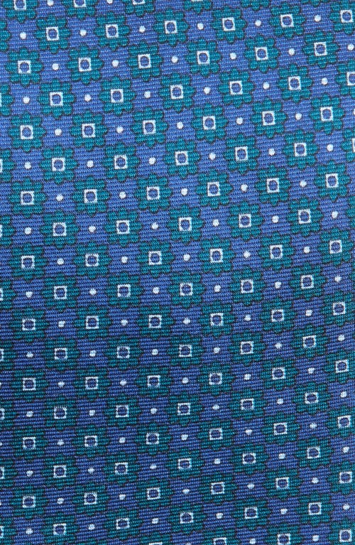 Clifton Wilson Neat Floral Medallion Silk Tie In Blue