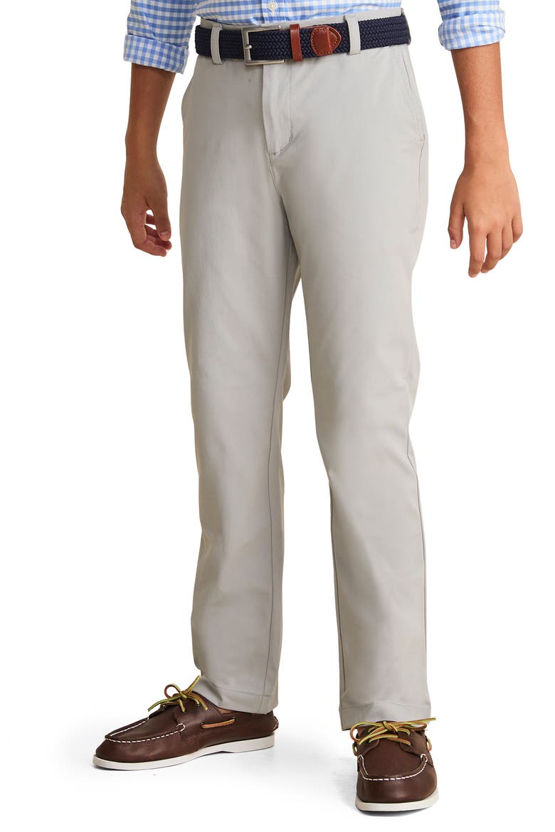 Kids' Flat Front Performance Chinos, Alternate, color, ULTIMATE GRAY