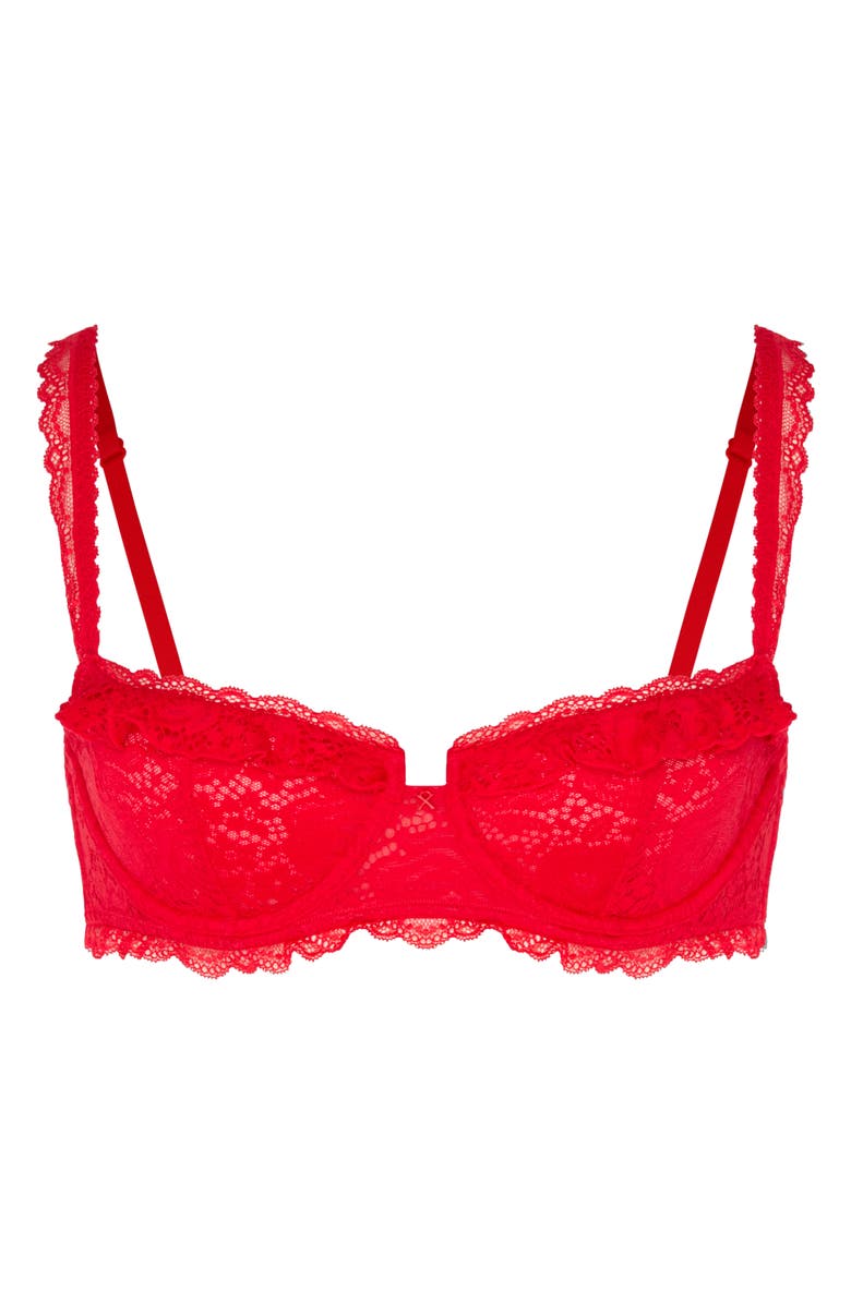SAVAGE X FENTY Rose Lace Unlined Balconette Bra, Alternate, color, Timeless Red