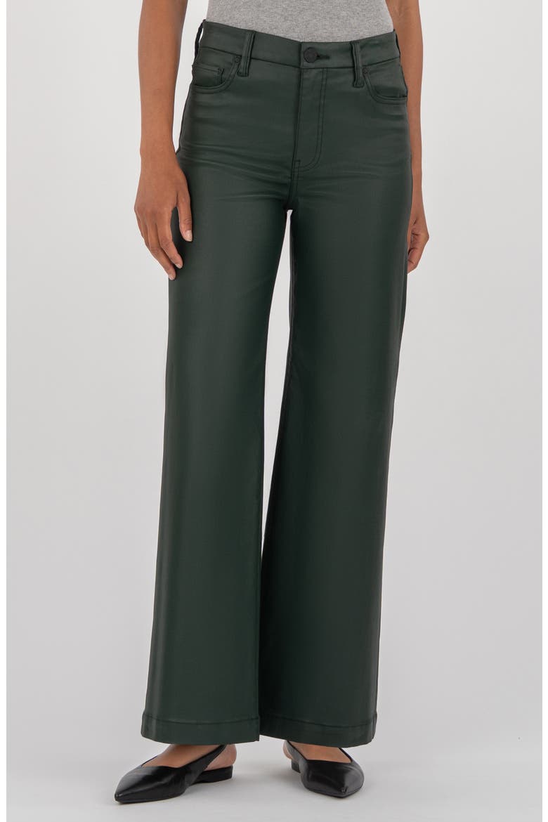 Meg Coated High Waist Wide Leg Ankle Jeans, Main, color, FOREST