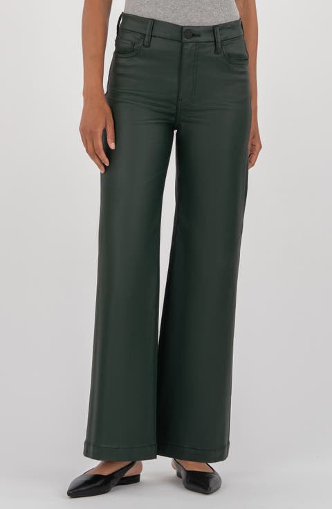 Meg Coated High Waist Wide Leg Ankle Jeans