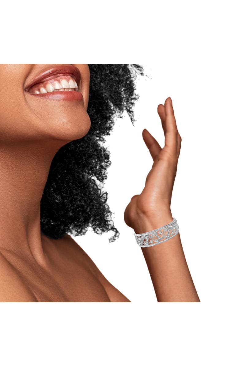 Haus of Brilliance 18K White Gold 3 1/4 Cttw Diamond Openwork Bangle Cuff Bracelet, Alternate, color, White
