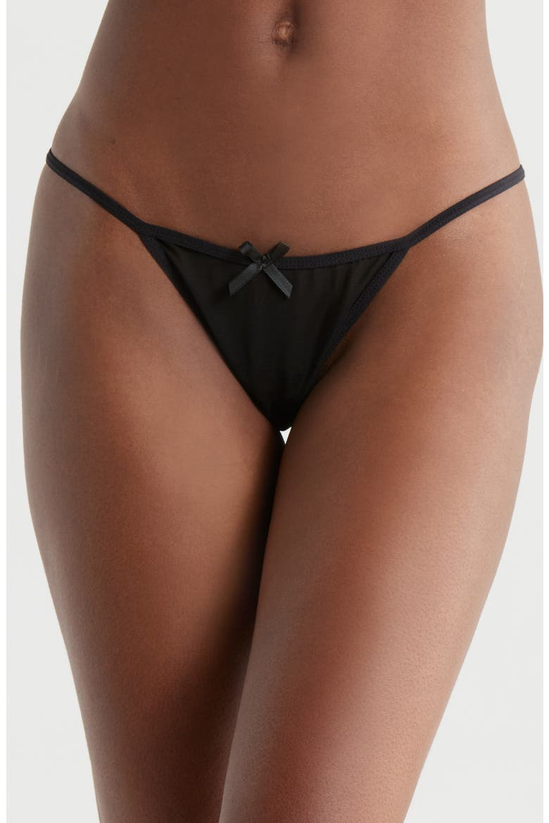 Embroidered Lace-Up Sheer Skirt & G-String Set, Alternate, color, BLACK