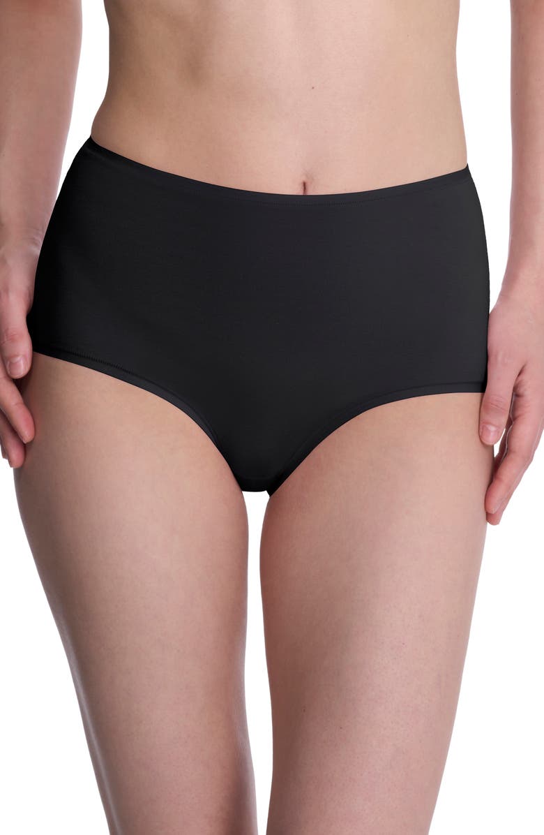 Natori Bliss Bare Cotton High Waist Briefs, Main, color, Black