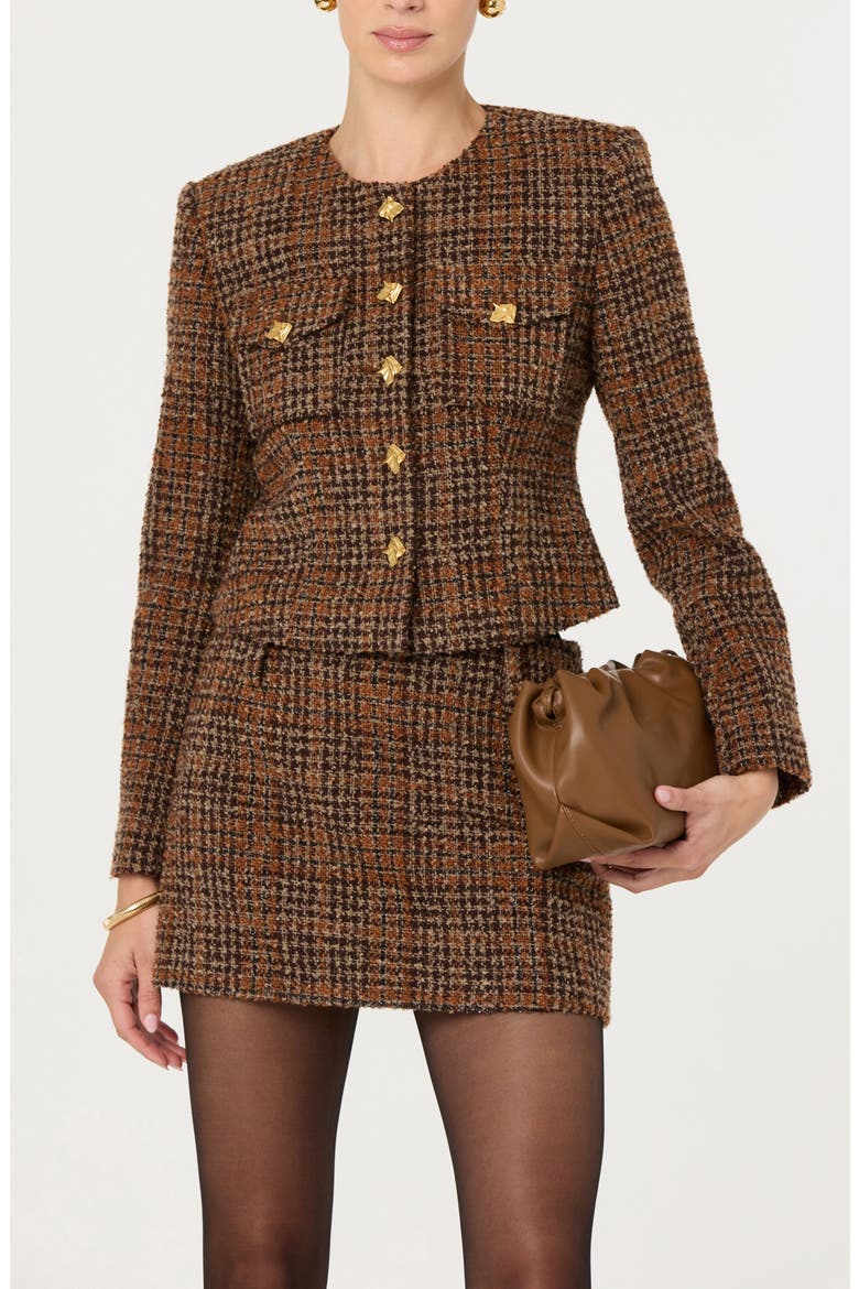 Kyleigh Tweed Jacket, Alternate, color, RUST BROWN