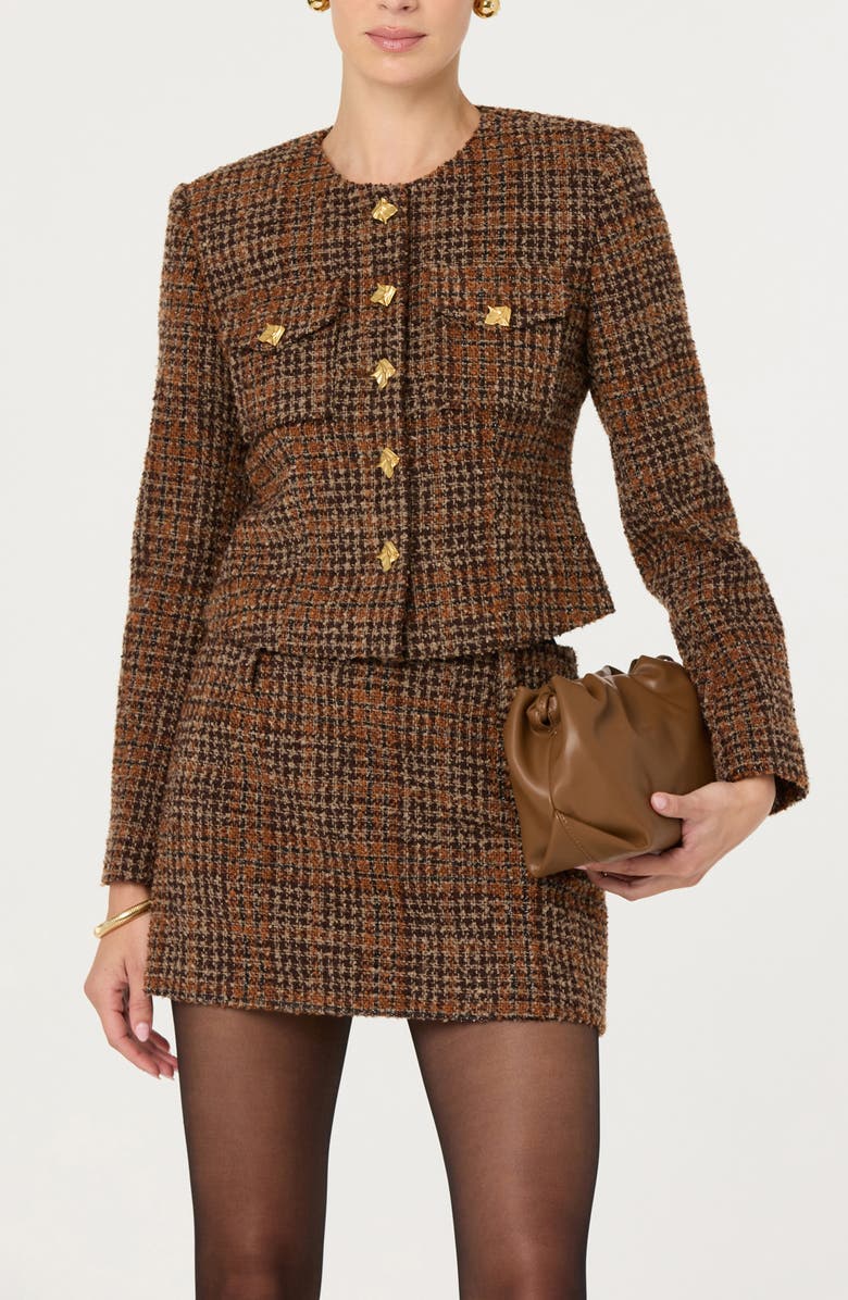 ASTR the Label Kyleigh Tweed Jacket, Alternate, color, Rust Brown