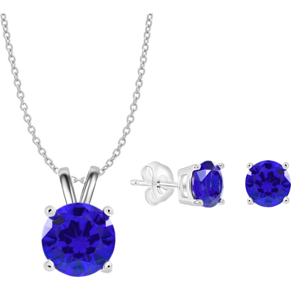 Donatello Gian Sterling Silver Necklace And Earrings Set In Blue