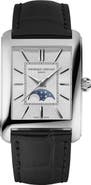 FREDERIQUE CONSTANT Classics Carrée Moonphase Automatic Tank Leather Strap Watch, 30mm x 42.3mm
