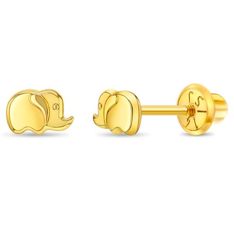 14k Playful Elephant Earrings