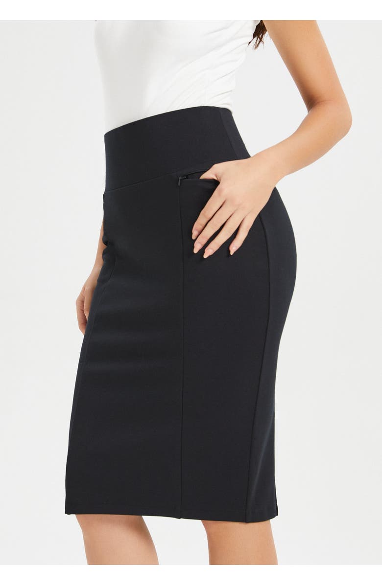 Betabrand Power Down High Waist Pencil Skirt, Alternate, color, Black