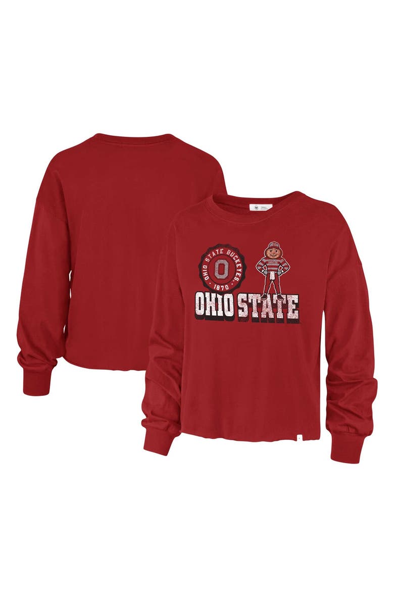'47 Women's '47 Scarlet Ohio State Buckeyes Bottom Line Parkway Long Sleeve High Waist T-Shirt, Main, color, Scarlet