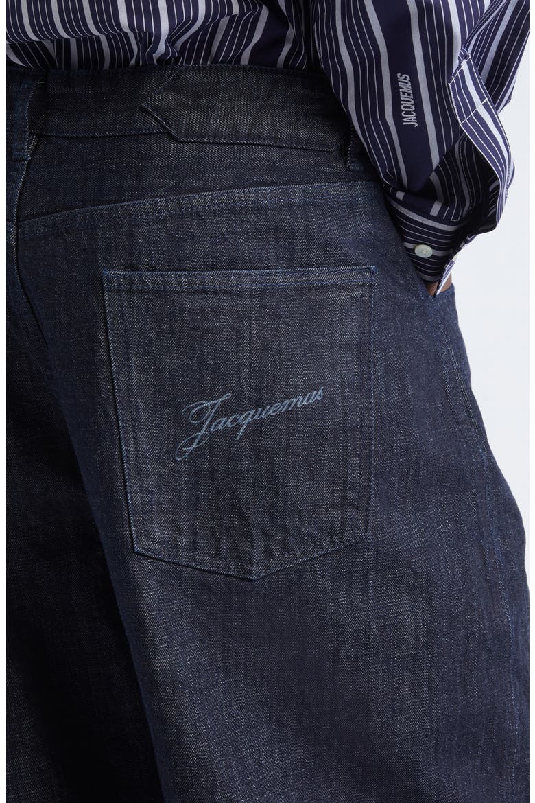 Le de-Nîmes Miranda Twisted Wide Leg Jeans, Alternate, color, DARK NAVY