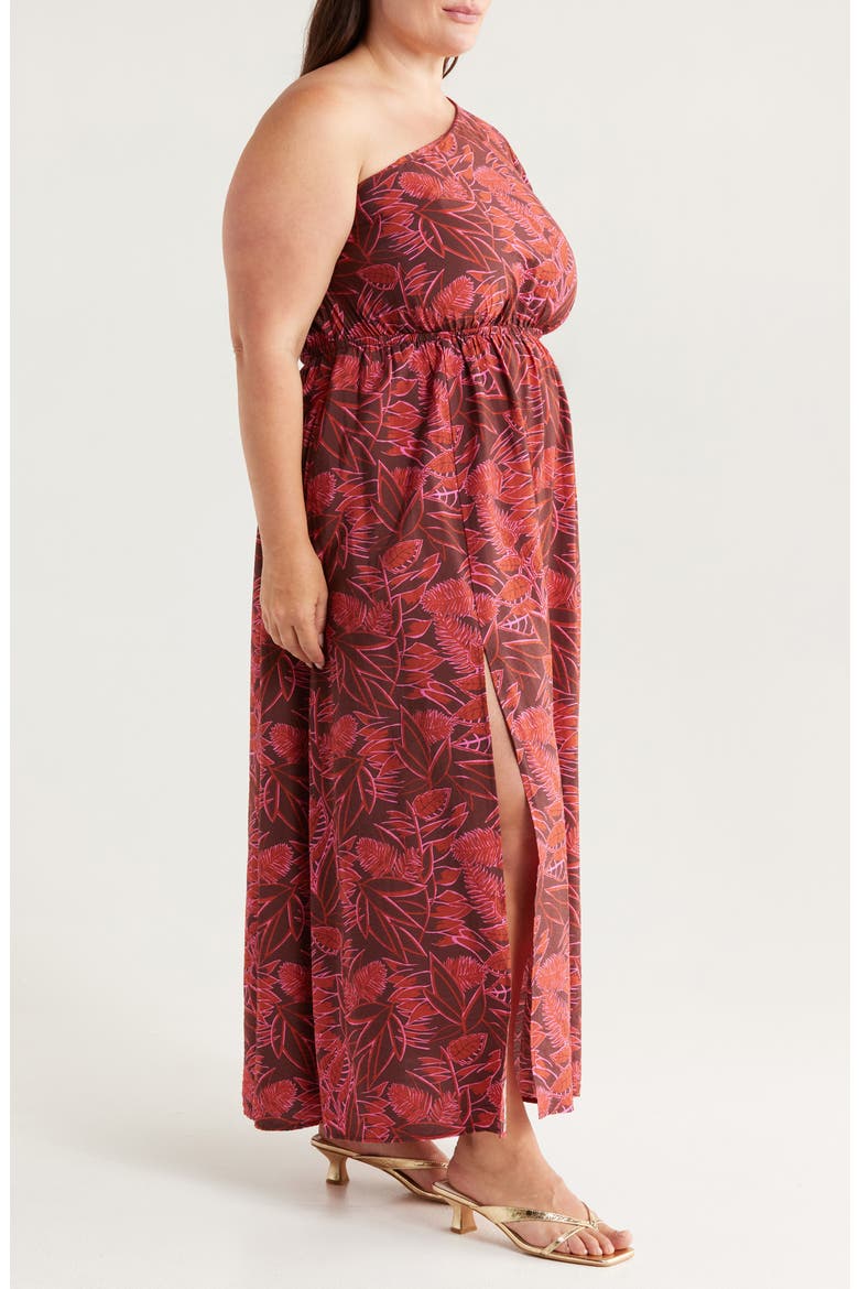 Floral One-Shoulder Maxi Dress, Alternate, color, RUST PINK AUBRI ABSTRACT