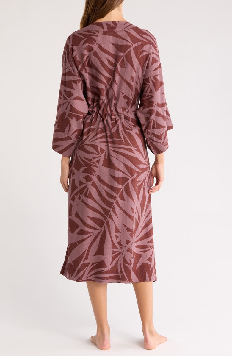Nordstrom Vacation Linen Blend Robe, Alternate, color, Brown Tropical Vine