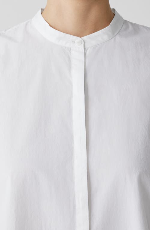 Eileen Fisher Washed Organic Cotton Poplin Band Collar Shirt In White