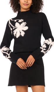 Vince Camuto Floral Mock Neck Sweater