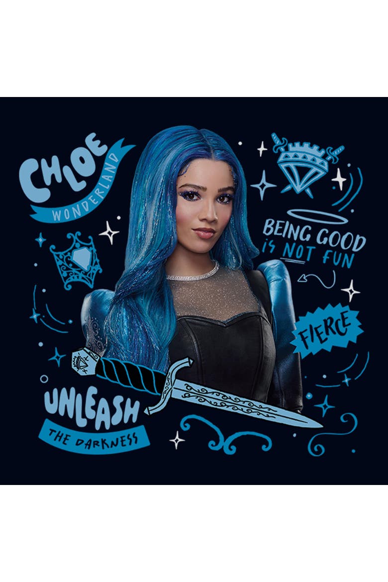 Girl's Descendants Wicked Wonderland Chloe Unleash The Darkness  Graphic T-Shirt, Alternate, color, Navy Blue