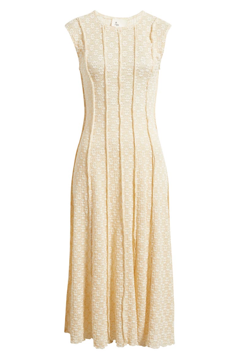 Arete Floral Exposed Seam Midi Dress, Alternate, color, TAUPE