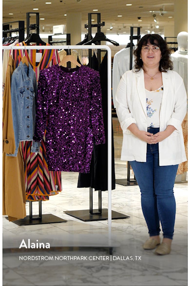 Milena Sequin Padded Shoulder Long Sleeve Minidress video
