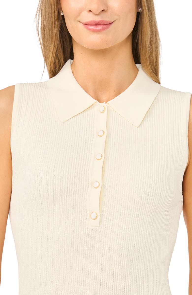 Ted Baker Molly Sleeveless Rib Polo Minidress, Alternate, color, Vanilla Ice