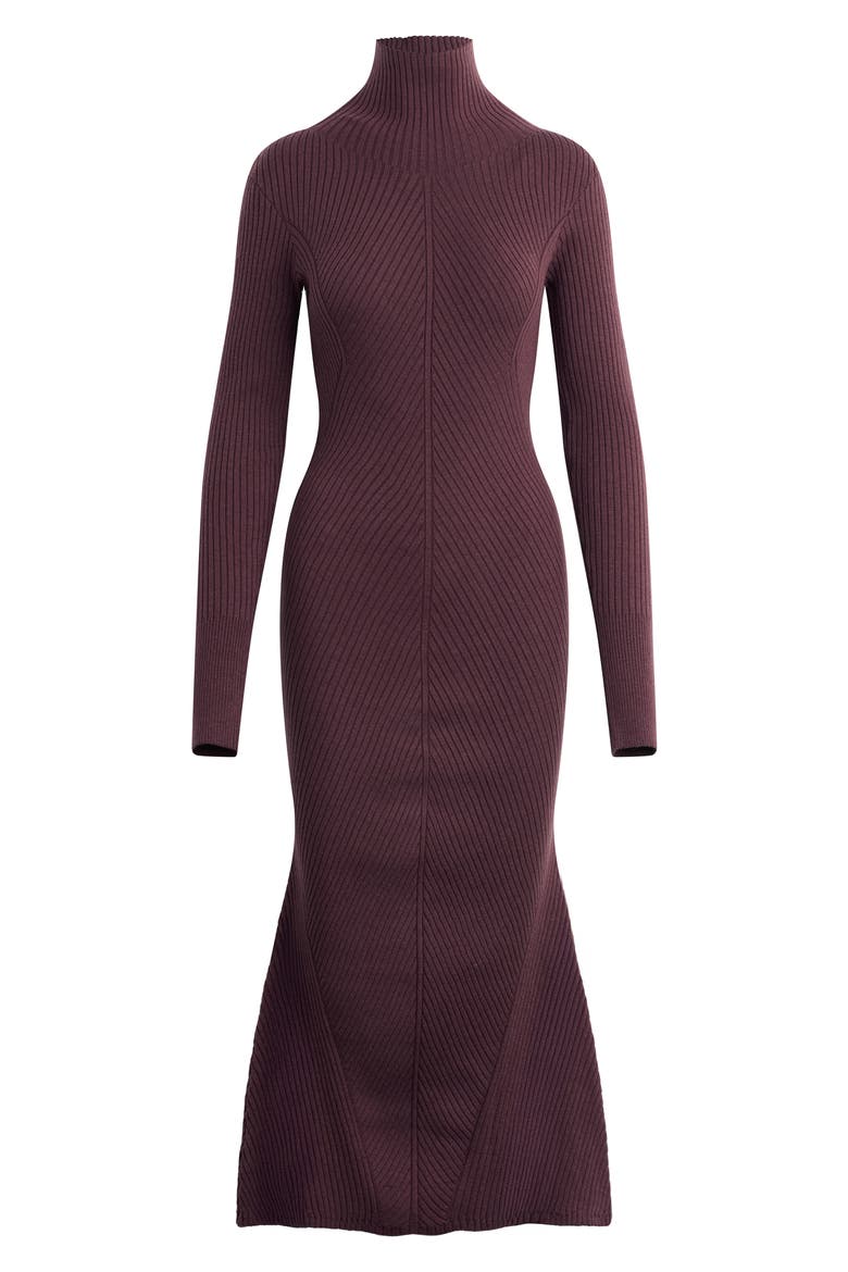 Be Your Girl Long Sleeve Merino Wool Blend Rib Sweater Dress, Alternate, color, BURGUNDY DAHLIA