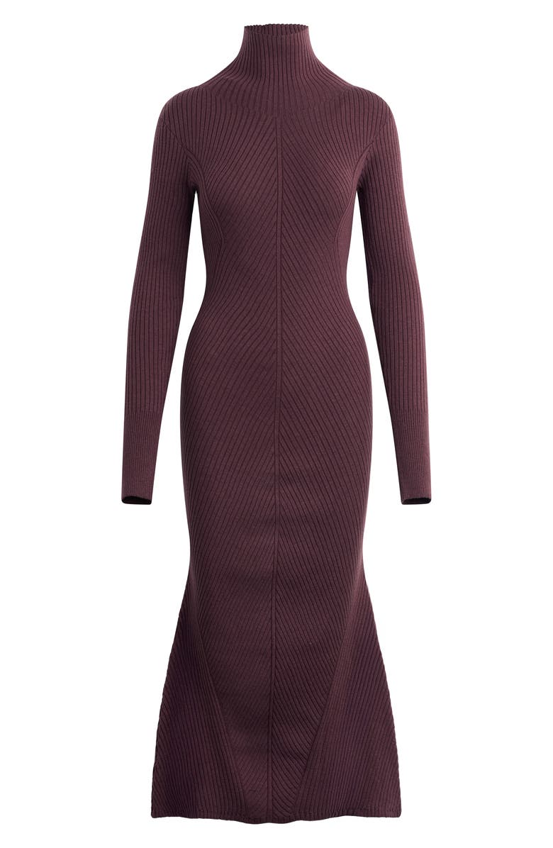 Favorite Daughter Be Your Girl Long Sleeve Merino Wool Blend Rib Sweater Dress, Alternate, color, Burgundy Dahlia