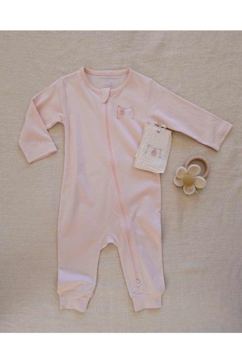 Pima Embroidered Footie, Alternate, color, Clothesline