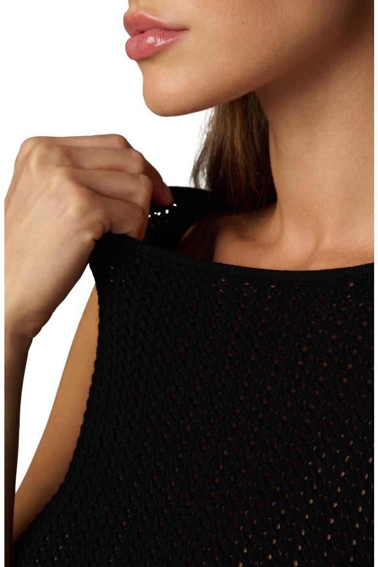Openwork Boat Neck Tank, Alternate, color, BLACK