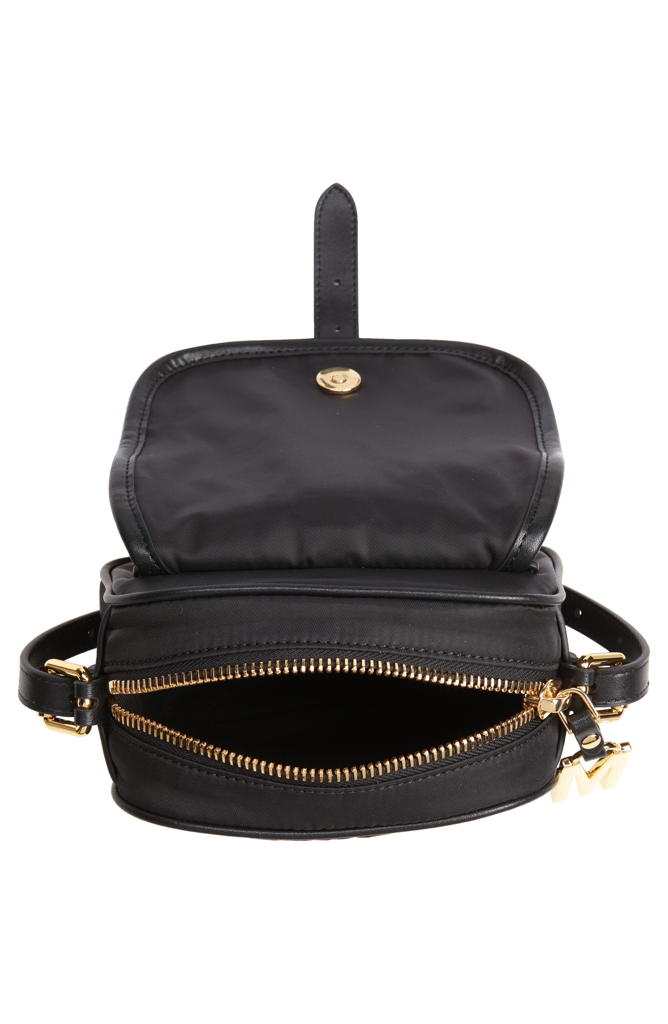 Moschino Logo Nylon Crossbody Saddle Bag, Alternate, color, 