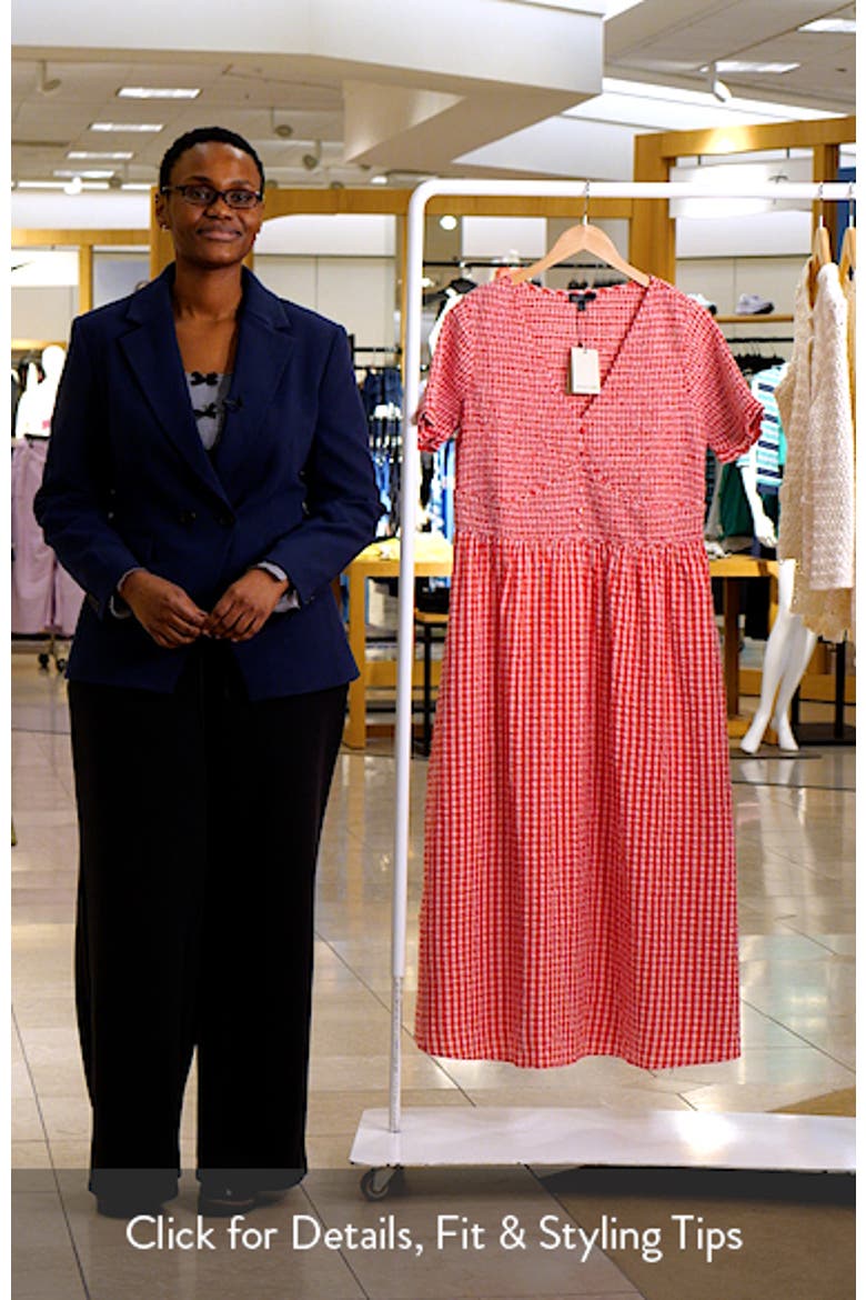 Eliza Gingham Smocked Bodice Organic Cotton Seersucker Midi Dress video