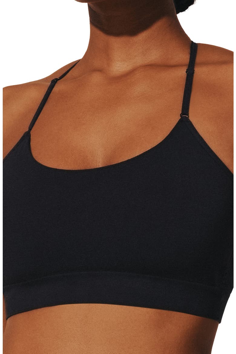 Seamless Stretch Cotton Blend Wireless Bralette, Alternate, color, BLACK