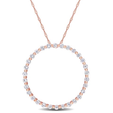 White Sapphire Circle of Life Necklace 10K