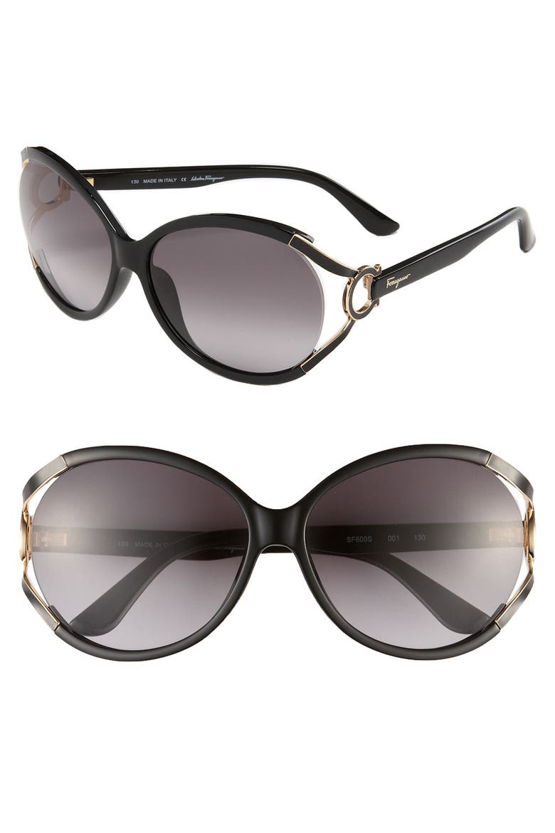Salvatore Ferragamo 59mm Oversized Sunglasses, Main, color, BLACK/ GREY GRADIENT