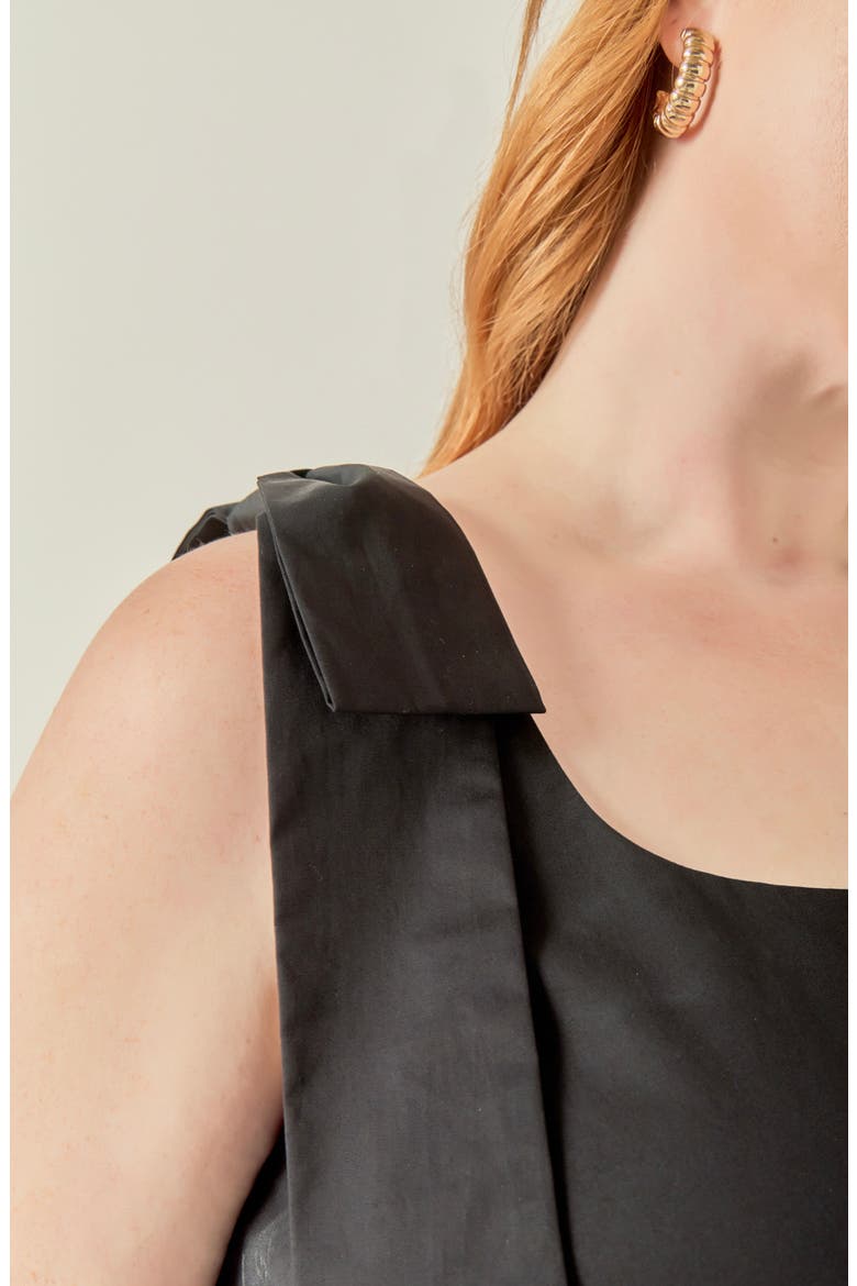 Bow Shoulder Sleeveless Minidress, Alternate, color, BLACK