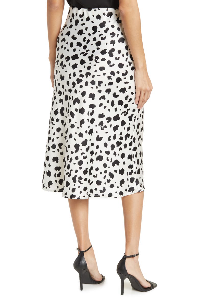 Renee C Cheetah Print Satin Midi Skirt, Alternate, color, Ivory