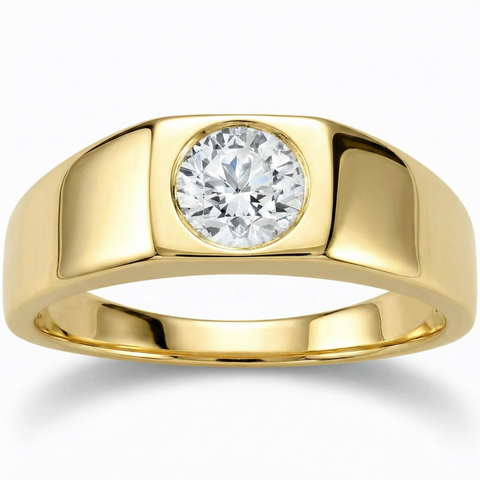 1Ct Men's Diamond Ring Gold Lab Grown
