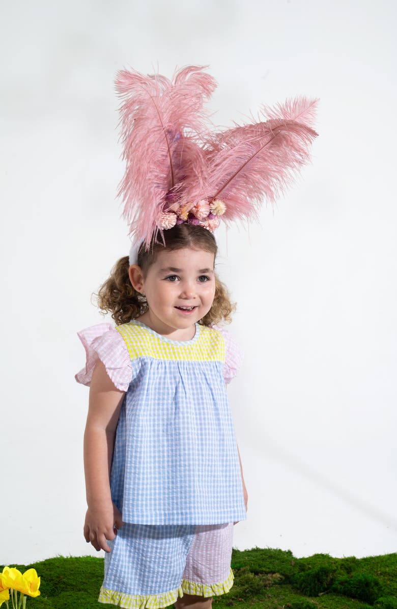 Magnetic Me Kids' Colorblock Gingham Cotton Seersucker Top & Shorts Set, Alternate, color, Multi Gingham