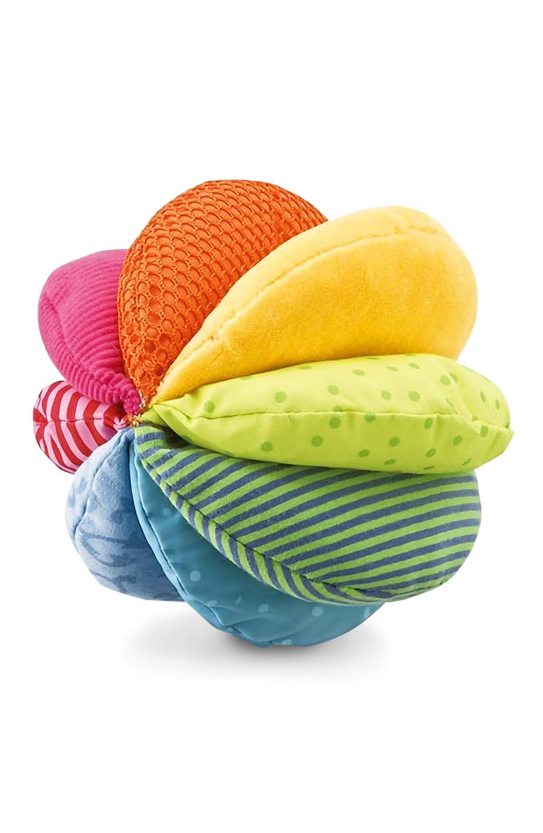 HABA Rainbow Baby Ball - Machine Washable Baby Sensory Toys - Ideal Baby Toy for Teething, Tummy Time Toys for Ages 6 Months & up, Main, color, Multi