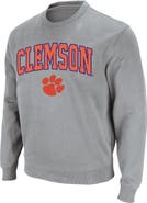COLOSSEUM Men's Colosseum Heathered Gray Clemson Tigers Arch & Logo Crew Neck Sweatshirt